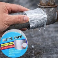 Mabeyn Butyl Tape Su Geçirmez Yalıtım Bandı Güçlü Yapışkanlı Alüminyum Kaplı Çatı Oluk Boru Tamir Bandı Sızdırmazlık Bandı Çatlak Kapama Izolasyon Su Kaçak Önleyici En 10CM (Gri - 5 Metre)