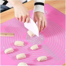 Mabeyn Büyük Boy Silikon Hamur Açma Matı 65X45 cm (Pembe)