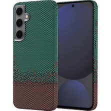 Mabeyn Galaxy S24 Fe Için ile Uyumlu Kılıf Polikarbon Fiber Görünümlü Nekst Kapak Yeşil