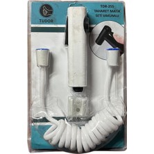 Mabeyn Taharet Matik Seti, Akordeon Hortumlu, Dayanıklı El Duşu, Duş Askılı Komple Set, Beyaz