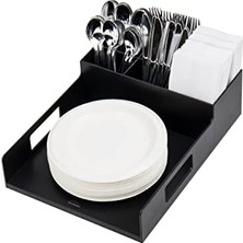 Mabeyn Mind Reader Çapa Koleksiyonu, Gereç, Peçete ve Tabak Servis Tepsisi, Breakroom, Tezgah Düzenleyici, Plastik, Siyah