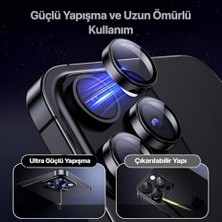 Mabeyn 15 Pro - 15 Pro Max / 14PRO - 14PROMAX Modellerinin Tümüne Uyumlu Alüminyum Alaşım Çerçeveli ve 9h Sertliğinde Temperli Camlı Lens Koruyucu (Safir Siyah)