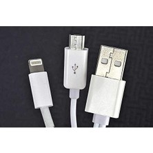 Mabeyn 2 Uçlu Lightning-Micro USB Kablo 1m Beyaz