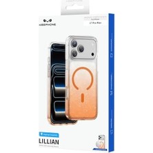 Mabeyn - 17 Pro Max ile Uyumlu ile Uyumlu Özellikli Renk Geçişli Simli Işıltılı Şeffaf Lillian Kapak - Lacivert