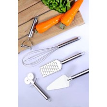 Mabeyn 5 Parça Çelik Paslanmaz Mutfak Servis ve Hazırlık Seti Çeyiz Seti Gri