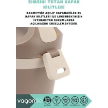Mabeyn Vagonlife Bento 1800ML Lunchbox 2 Katlı 4-6 Saat Sıcak/soğuk Termos Özellikli Çelik Sefer Tası Yemek Kutusu (Bej)
