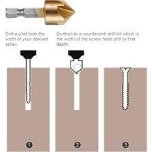 Mabeyn Hss Pah Havşa Açıcı Matkap Ucu 1/4 Hex Saplı Kesici Takım Pnömatik 6MM-19MM 6 Adet Set