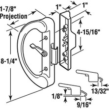 Mabeyn C 1223 Anahtarsız Sürgülü Cam Kapı Kolu Seti - Eski Veya Hasarlı Kapı Kollarını Hızlı ve Kolay Değiştirin - Beyaz Diecast, Kelepçe Tarzı, Yüzey Montajı, 4-15/16" Delik Aralığına Uyar (Tekli