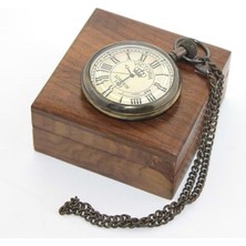 Elwes Ahşap Kutulu Pirinç Köstekli Saat