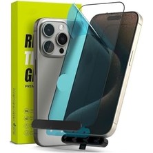 Mabeyn - 15 Pro Ekran Koruyucu 5d Tam Kapatan Otomatik Hizalama Aparatlı Kolay Kurulum Temperli Cam