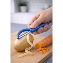 Mabeyn Solingen Simli Yan Soyacak Paslanmaz Çelik Profesyonel Sebze & Meyve Soyacağı (Mavi)