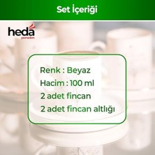 Mabeyn Heda Porselen Hayat Ağacı 4 Parça 2 Kişilik Porselen Kahve Fincan Takımı 100 ml – Şık Desenli Türk Kahvesi Seti