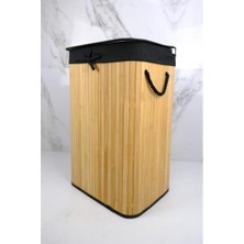 Mabeyn Deconox El Yapımı Hasır Katlanır Çamaşır Sepeti Dikdörtgen 72 Litre (40CM*30CM*61CM), Doğal Malzemeden Üretilmiş Çamaşırlık (Natural - Siyah)