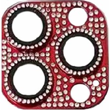 Mabeyn 11 Pro Full ile Uyumlu Taşlı Kamera Lens Koruyucu Çerçeveli Koruyucu Cl-08 Kırmızı