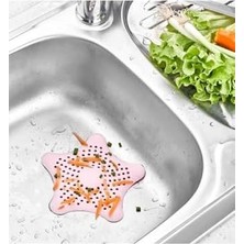 Mabeyn Vantuzlu Silikon Kaymaz Yıldız Lavabo ve Küvet Süzgeci Yıldız Süzgeç Pembe Renk SEA114P