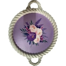 Mabeyn Lüks Dekoratif Plastik Tepsi Bukleli Çerçeve 35 x 35 Çiçek Kolajı Desenli