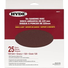 Mabeyn Hyde Yuvarlak Zımpara Diski, 9 Inç 120 Grit, 25'li Paket Radyal Zımpara 09871 ile Uyumludur