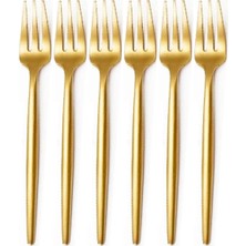 Mabeyn Limon ve Fondü Çatalı Seti, Çelik, 13 Cm, Altın Kaplama, Sarı, 6 Parça