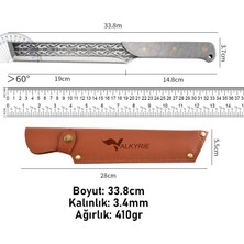 Mabeyn Paslanmaz Çelik Desenli Çok Amaçlı Mutfak ve Kamp Bıçağı – Kılıflı Dayanıklı Tasarım 33.8 cm