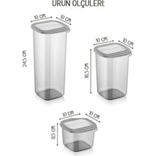 Mabeyn Vienev Beyaz Serigrafi Etiketli Kare Erzak Saklama Kabı 12'li Set 4x(0,55 Litre, 1,2 Litre, 1,75 Litre)