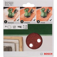 Mabeyn Professional Eksantirik Zımpara Kağıdı 6'lı Set, 125 mm 60/120/240 Kum 8 Delik