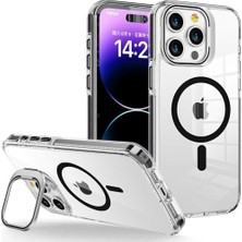 Mabeyn 16 Pro Max Için ile Uyumlu Luxo Serisi Yüksek Kalite Kılıf Ultra Şeffaf Görünüm ve Standlı Ergonomik Tasarım (Siyah, 16 Pro Max)