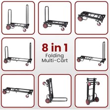 Mabeyn Kompakt Katlanır Ayarlanabilir Ekipman Arabası - Ağır Hizmet Tipi 8'i 1 Arada Dönüştürülebilir El Arabası/dolly/platform Arabası R-Trac Tekerlekler - 25 "ila 40" E Kadar Genişletilebilir -