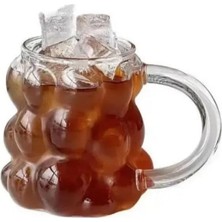 Mabeyn Yeni Nesil 350 ml Üzüm Tasarımlı Bubble Borosilikat Cam Soğuk Kahve, Latte, Meşrubat Kupa Bardağı 1 Adet - 2430