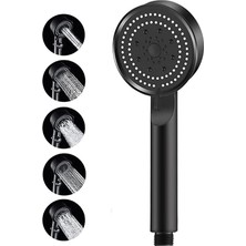 Mabeyn Turbo Yüksek Basınçlı Duş Başlığı 5 Fonksiyonlu Ayarlanabilir Siyah