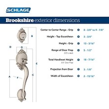 Mabeyn Brookshire Tek Silindirli Tutma Kolu ve Gürcü Topuzu, Antik Pirinç (F60 Brk 609 Geo)