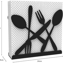 Mabeyn Çatal Kaşık Bıçak Temalı Peçetelik Siyah