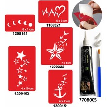 Enhavalı Kalp ve Yıldız Desenleri Hint Kınası ile Geçici Dövme Yapma Seti