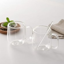 Mabeyn Deconox 2'li Çift Cidarlı Cam Fincan Seti - 100 ml Isıya Dayanıklı Espresso ve Türk Kahvesi Bardağı - El Yakmayan Modern Sunum (2 Adet)