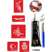 Enhavalı Tuğra Bayrak Hint Kınası ile Geçici Dövme Yapma Seti