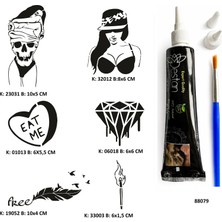 Airbrush Tattoo Davetkar Modeller Tüp Kına Ve Fırça Li Tattoo Geçici Dövme Seti