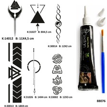 Airbrush Tattoo Şerit Sırt Bacak Tüp Kına Ve Fırça Li Tattoo Geçici Dövme Seti