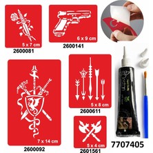 Enhavalı Savaş Aletleri Desenleri Hint Kınası ile Geçici Dövme Yapma Seti