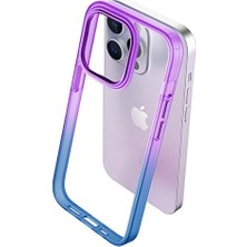 Mabeyn Labs 14 Pro Max Air Bumper Kılıf Darbe Önleyici Arkası Şeffaf Gökkuşağı Kapak (Mavi Mor)