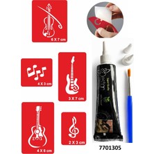 Enhavalı Müzik Gitar Desenleri Hint Kınası ile Geçici Dövme Yapma Seti