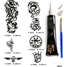 Airbrush Tattoo Tribal Ve Kol Tüp Kına Ve Fırça Li Tattoo Geçici Dövme Seti