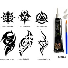 Airbrush Tattoo Tribal Kol Bacak 6 Adet Şablon ve Hint Kınası Geçici Dövme Seti