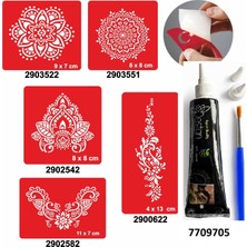 Enhavalı Büyük Mandala Desenleri Hint Kınası ile Geçici Dövme Yapma Seti