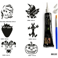 Airbrush Tattoo Çocuksu Semboller Siyah Hint Kınası  Geçici Dövme Yapma Seti