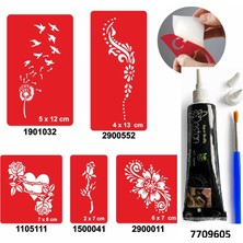 Enhavalı Tüy ve Çiçek Desenleri Hint Kınası ile Geçici Dövme Yapma Seti