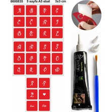 Enhavalı Taçlı Harfler Hint Kınası ile Geçici Dövme Yapma Seti