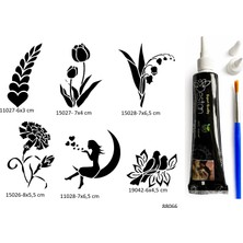 Airbrush Tattoo Çiçek Melek 6 Adet Şablon ve Hint Kınası Geçici Dövme Seti