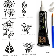 Airbrush Tattoo Müzik Ve Doğa Tüp Kına Ve Fırça Li Tattoo Geçici Dövme Seti