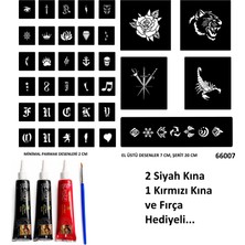 Airbrush Tattoo El Üstü ve Parmak Için Geçici Dövme Seti 3 Tüp Kına ve Fırça Hediyeli