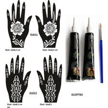 Airbrush Tattoo Karanfil Desenler El Üstü Hint Kınasıyla Geçici Dövme Yapma Seti Siyah Renk