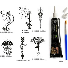 Airbrush Tattoo Zarif Kadın Tüp Kına Ve Fırça Li Tattoo Geçici Dövme Seti